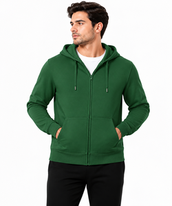 Sudadera con capucha pesada para hombre con cremallera completa, bordado personalizado, forro polar, proveedor de ropa de marca privada OEM - Product Image 1