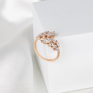 1.40ct Marquise Pear Lab Grown Diamond Leaf <b>Ring</b> 14K Yellow Gold Open <b>Adjustable</b> Vine Band Elegant <b>Ring</b> for Women Gift Jewelry - Product Image 5