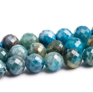Perles d'apatite bleue de 6 mm, qualité supérieure, pierres précieuses naturelles, facettées, rondes, en vrac, options de lots en gros - Product Image 1