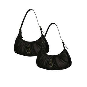 กระเป๋าสะพายไหล่สไตล์โฮโบสีดำสำหรับผู้หญิงหนัง PU นุ่มสายปรับได้กระเป๋าใส่ของทุกวันแบบมินิมอลสำหรับการเดินทางสำนักงานชุดลำลอง - Product Image 2