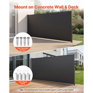 Auvent rétractable latéral pour patio de 4 m x 165 po avec pare-soleil imperméable de 180 g/m² et tissu PC pour usage extérieur - Product Image 4