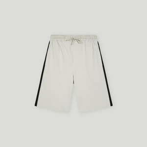 Pantalones Cortos Deportivos para Hombre con Franja Lateral - Pantalones Cortos Deportivos Holgados con Cordón Ajustable en Blanco y Negro - Product Image 1