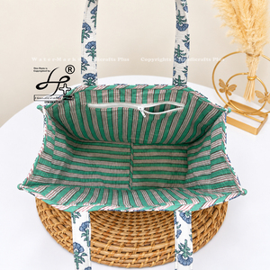 High Quality Cotton Quilted Tote Bag Eco-friendly Boho Shoulder <b>Handbags</b> Soft Padded Block Print Premium Fashionable Mini Tote - Product Image 4