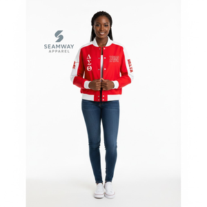 Delta |   Sigma |   Chaqueta de Carreras de Sarga de Algodón Theta Sorority para Mujer, Chaqueta de Béisbol Deportiva, Chaqueta de Motociclista de Alta Velocidad - Product Image 4