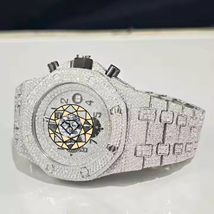 Reloj Cronógrafo de Acero Inoxidable para Hombre, 46 mm, Esfera Analógica, Cristal, Cierre Desplegable, Pulsera de Lujo, Movimiento de Cuarzo, Personalizado con Cristales - Product Image 4