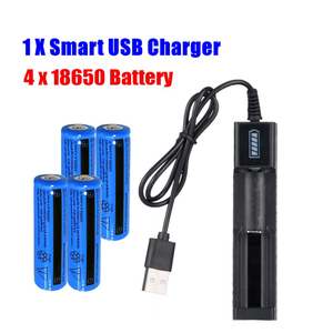 4 PCS 3000mAh 18650 <b>Rechargeable</b> Cylindrical Lithium Ion Batteries Set Including 1PCS USB Charger for <b>Flashlights</b> Headlamp - Product Image 1