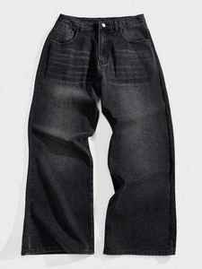 Custom Logo Streetwear <b>Jeans</b> <b>Men's</b> Straight Boys Loose Fit Baggy Wide Leg Eco-Friendly Stonewashed Oversized Winter Autumn pants - Product Image 3