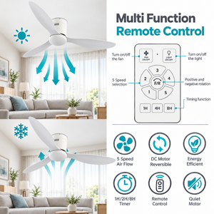 Ventilateur de plafond Winbrook 48 pouces avec télécommande, moteur DC, flux d'air réversible, 3 pales, deux tiges de suspension incluses, économe en énergie - Product Image 3