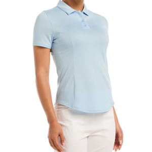 Polo Morado para Mujer, Manga Corta, Color Sólido, Tejido de Punto de Secado Rápido, Top Informal para Golf - Product Image 4