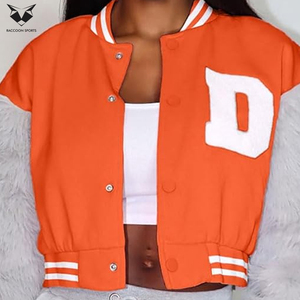 New Arrival Good Supplier Faux Fur Sleeve Wholesale Rate Loose Fit Flight For Autumn Winter College Baseball Crop Varsity <b>Jacket</b> - Product Image 5