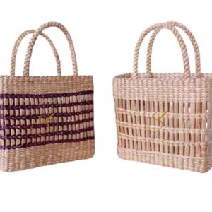 Handwoven Water Hyacinth Tote <b>Bag</b>: Vietnam <b>Wicker</b> Basket - Product Image 4