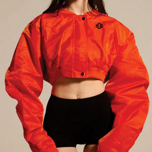 Blouson bomber court pour femme, coupe-vent léger en nylon, style streetwear, vêtement d'extérieur tendance, marque privée, OEM, vente en gros - Product Image 6