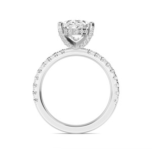 Anillo de Compromiso de Diamante Cultivado en Laboratorio, Corte Redondo y Esmeralda, en Oro Rosa de 10K, con 3.77 CTW de Brillo de Diamante - Product Image 4