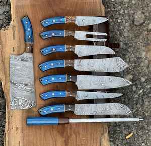 Juego de Cuchillos de Cocina de Acero de Damasco Hechos a Mano, 5 Piezas, Juego de Cuchillos de Chef Profesionales, Venta al Por Mayor OEM - Product Image 5