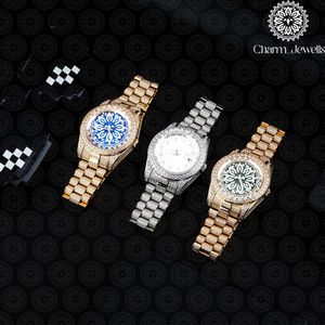 Charm_Jewells Luxury Gold Men's <b>Watch</b> 42mm Round Dial Sapphire Crystal Analog Quartz Folding Clasp Fashion Jewelry - Product Image 5