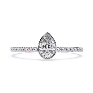 Anillo de Compromiso con Diamante Corte Pera para Mujer, Oro Blanco, Estilo Clásico, Diamantes Naturales Certificados por GIA - Product Image 1
