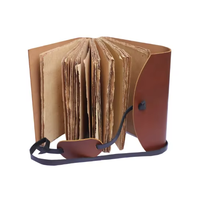 Carnet en cuir fait main vintage à bords festonnés, reliure souple, cousu au fil, personnalisable, pour écriture et divination