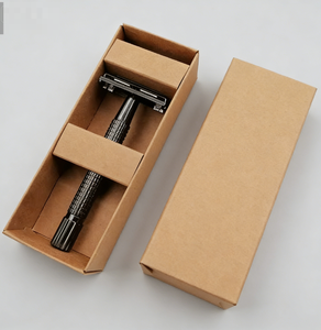 Boîte en kraft brun écologique de luxe avec matériaux recyclés, emballage personnalisé pour lames de rasoir, boîte cadeau réutilisable - Product Image 1