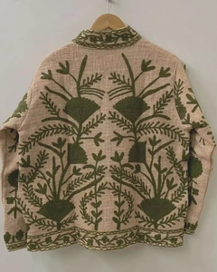 Chaqueta Bomber de Algodón para Mujer, Hecha a Mano, con Bordado Suzani, Transpirable, Estilo Boho Chic, Cierre de Cremallera, Cuello Mandarín, Vintage - Product Image 2