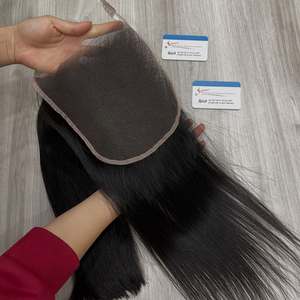 Wholesale Price 100% Vietnamese Human Hair HD Lace Closure Natural Black Shining No <b>Tangle</b> No Shedding Ready To Ship Invisible - Product Image 4