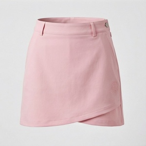 Women's Pink <b>Asymmetrical</b> Mini Skirt With Embroidery Regular Waist Breathable Casual Style All Seasons Woven Fabric - Product Image 1