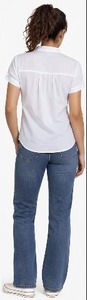 Blue Straight-leg Mid Waist Regular Fit Washed Denim <b>Jeans</b> with Front Logo Lightweight 100% Cotton Casual Daily Wear - Product Image 3