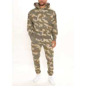 Nouvel ensemble de survêtement camouflage pour homme, 2 pièces, coupe ajustée, sweat à capuche et pantalon de jogging, personnalisable avec logo - Product Image 1