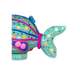 Handmade Fish Shaped Rattan Storage <b>Bag</b> Bohemian Style Plant Fiber Craft Decorative Basket for Kids and Home Use - Product Image 5