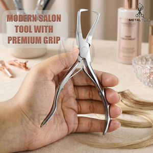 Pince professionnelle en acier inoxydable à pointe incurvée pour la pose et le retrait d'extensions capillaires, outil de salon pour micro-anneaux - Product Image 4