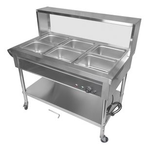 Scaldavivande Professionale a 6 Scomparti in Acciaio Inox, Tavolo Elettrico a Vapore per Buffet e Catering con Controllo Manuale della Temperatura - Product Image 3