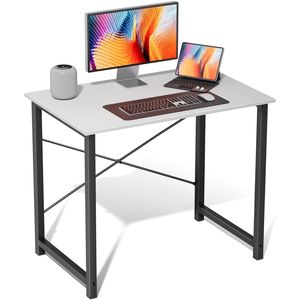 Modern <b>White</b> Wooden Computer <b>Desk</b> with Drawer for <b>Home</b> <b>Office</b> and Study - Product Image 1