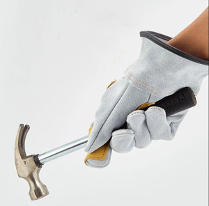 Guantes de Seguridad de Piel de Cabra, Verde Blanco, Resistentes a la Abrasión, Antideslizantes, Resistentes al Calor, 10 mm de Grosor, Puño de Seguridad de 12 Pulgadas - Product Image 3