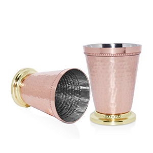 Vaso Mint Julep de Metal Martillado con Borde Clásico de Perlas para Servir Cócteles, Mojitos o Cerveza en Fiestas y Eventos - Product Image 1