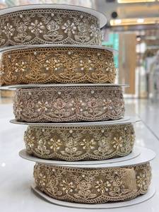 ลูกไม้ปักลายโลหะโพลีเอสเตอร์แบบกระจกเงา ขนาด 2 นิ้ว ซักได้ สำหรับงาน DIY และขายส่ง - Product Image 2