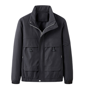 Men's Autumn Puffer <b>Jacket</b> Color Blocking <b>Sailor</b> Collar Zipper Front Pocket Casual Standard Worsted Fabric 320g <b>Waterproof</b> - Product Image 1