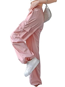 Femmes été automne Cargo pantalon taille haute pantalon droit avec devant plat Style décontracté ample pour Streetwear - Product Image 6