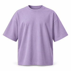T-shirt décontracté pour homme, coupe oversize, manches courtes, col rond, violet uni - Product Image 4