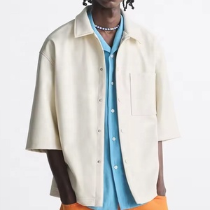 Chemise décontractée d'hiver pour hommes en gros OEM, boutons en cuir véritable de haute qualité, logo personnalisé, grande taille, coupe régulière, respirante - Product Image 2