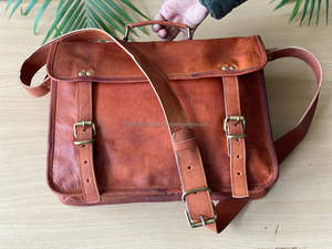 Goat Leather Office Use <b>Messenger</b> <b>Bag</b> Pure Leather Laptop <b>Bag</b> 11*15" Inch India <b>Bags</b> - Product Image 2