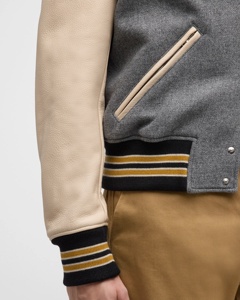 Veste universitaire en laine personnalisée en usine manteau d'hiver manches en cuir pour hommes patchs en chenille veste universitaire Letterman - Product Image 6