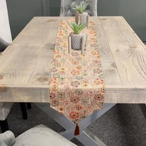 Camino de Mesa de Rayón Bordado con Flores de Lujo y Borlas, Decoración Ecológica para el Hogar, Bodas, Restaurantes y Hoteles - Product Image 4