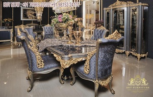 Juego de mesa de comedor de lujo de estilo americano, muebles de comedor de talla profunda de lujo, mesa de comedor real tallada a mano Victoriana - Product Image 3