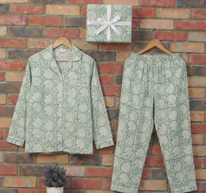 Indian Spring Summer Autumn Solid Floral Casual <b>Thermal</b> Woven Cotton Soft Breathable Pajama Set Loungewear Pure Cotton - Product Image 3