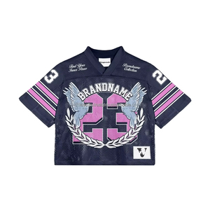 เสื้อฟุตบอลอเมริกันสีชมพู คอวี ผ้าตาข่าย แบบยูนิเซ็กซ์ พิมพ์ลายแบบซับลิเมชั่น หมายเลข 93 ระบายอากาศได้ดี แขนสั้น สำหรับผู้ใหญ่ - Product Image 2