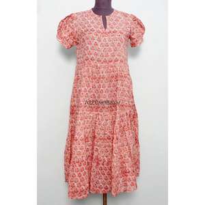 Vestido Niki 100% Algodón Estampado a Mano, Vestido Boho de Verano, Vestido Ligero Hecho a Mano - Product Image 1