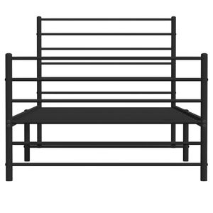 Cadre de lit double en acier noir avec revêtement poudré, lit rectangulaire en métal - Product Image 6