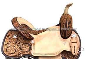Selle de cheval en cuir véritable de western avec jeu de punaises | selle de western confortable Grossiste | accessoires pour chevaux produits pour chevaux - Product Image 3
