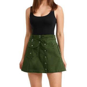 กระโปรงผ้าฝ้ายสีเขียวมะกอกทำมือสไตล์ไฮแลนด์เบลนด์สำหรับผู้หญิง แฟชั่นอเนกประสงค์ ปี 2026 - Product Image 1