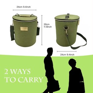 Large Capacity Durable Round Collapsible Cooler Bag Cationic Waterproof Lunch Bag Insulated for Camping Food Casual - Product Image 4