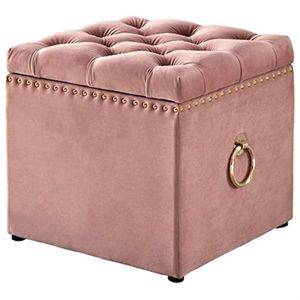 Square Ottoman with Knob Handle Velvet Fabric Seating Stool Foot Rest Upholstered Makeup Dressing Stool Padded Seat Shoe <b>Bench</b> - Product Image 3